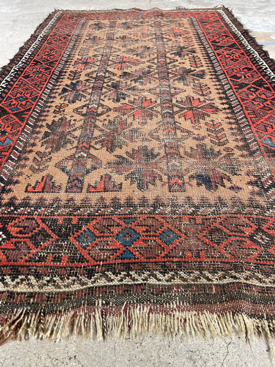 4' 4 x 3' 3 Baluch Authentic Persian Hand Knotted Area Rug - 112581