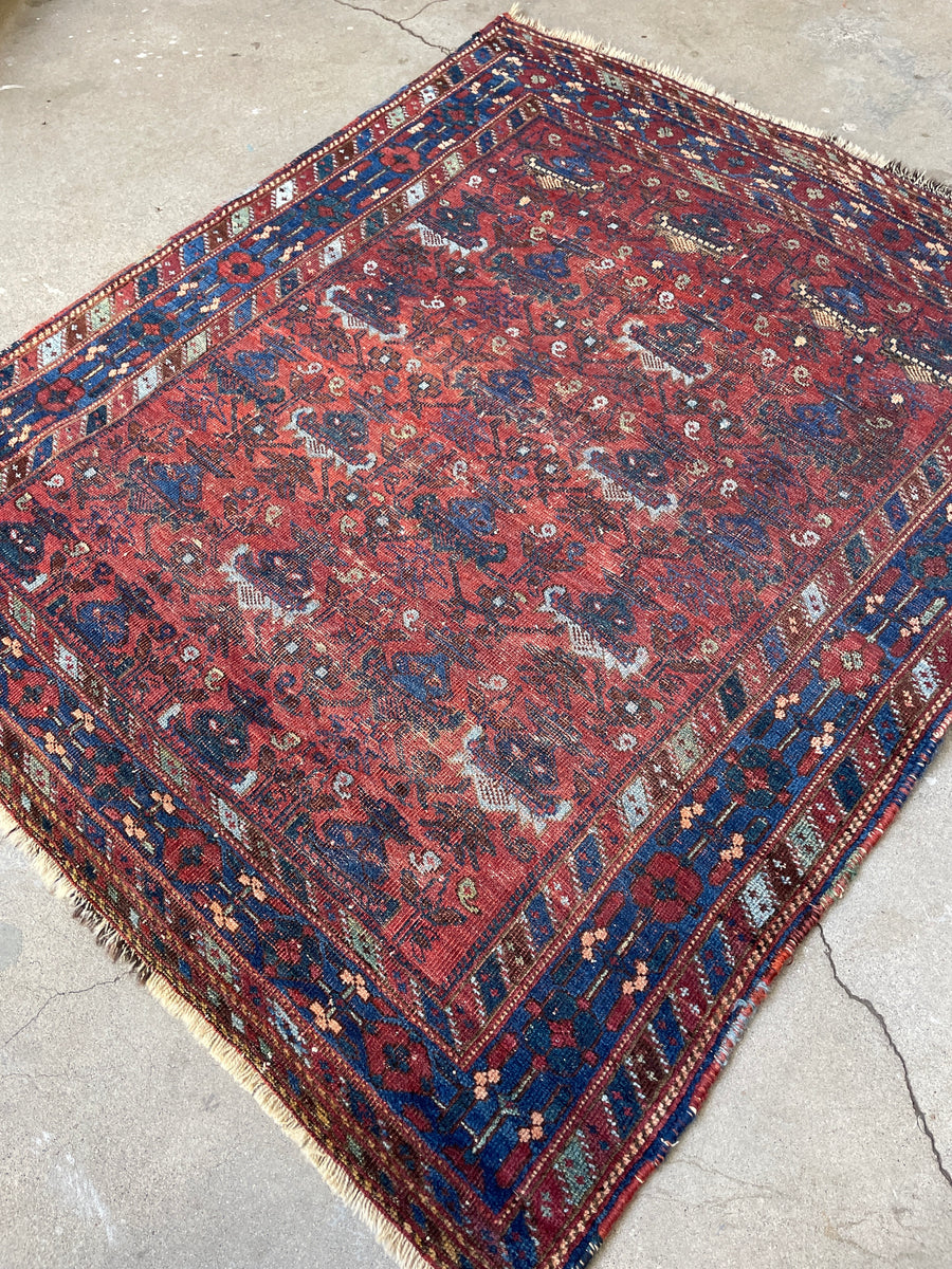 Blue Rug - Vintage Persian Afshar Blue 3x5 Front Door Rug Sale