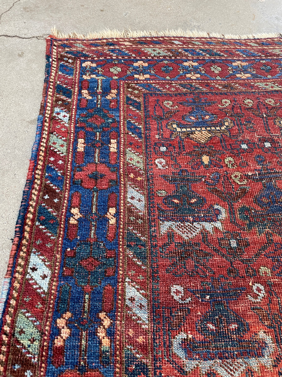 Blue Rug - Vintage Persian Afshar Blue 3x5 Front Door Rug Sale