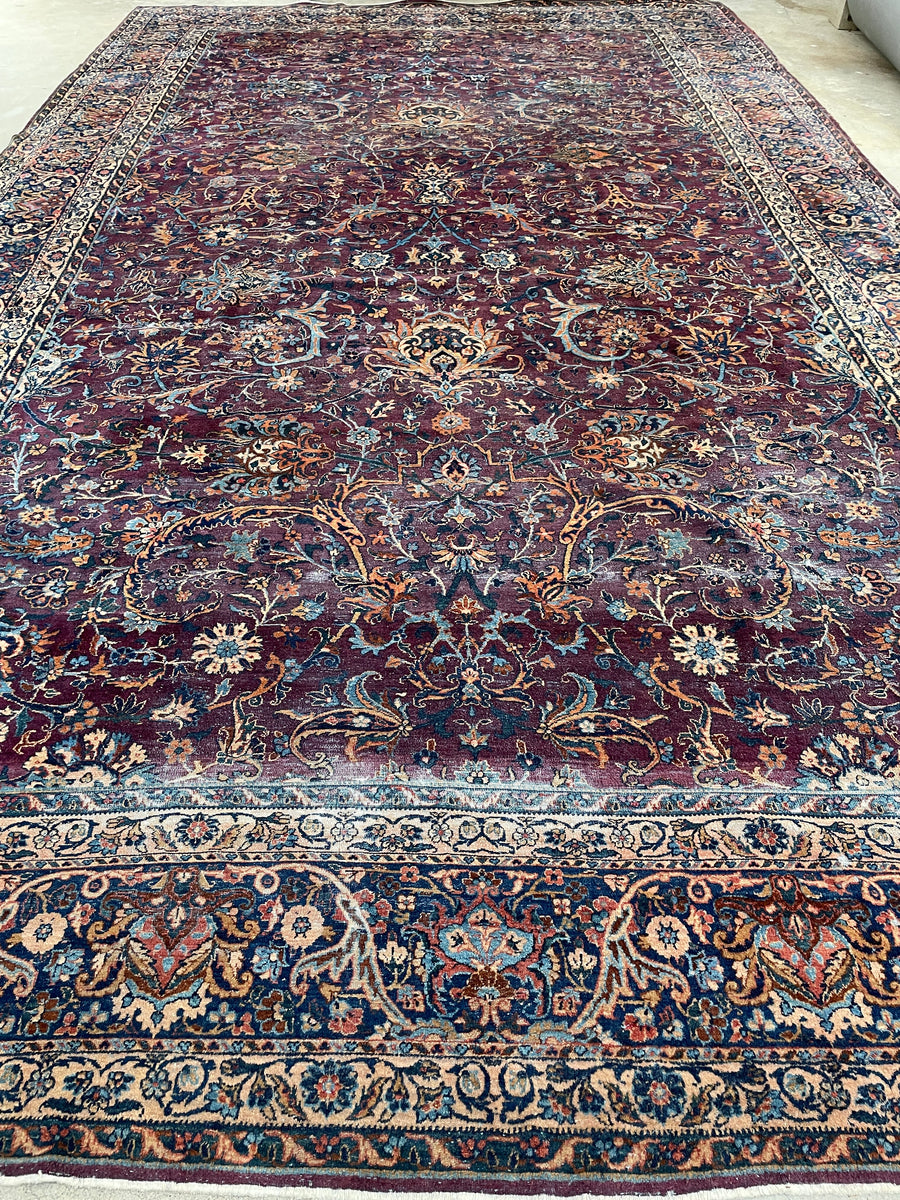 2'10 x 4' Antique 19th Century Master Weaver signed rug #2053ML / 3x4  Vintage Rug - Blue Parakeet Rugs