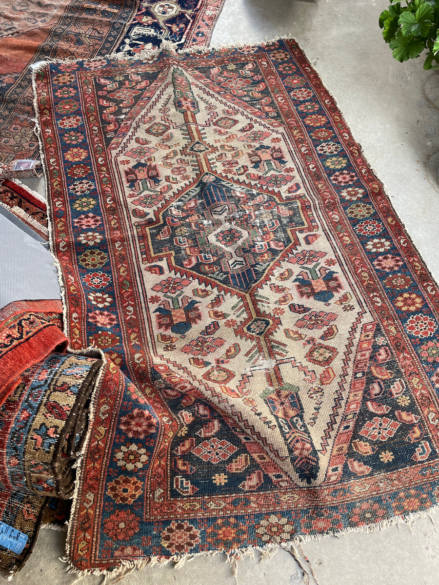 KURDISH ANTIQUE RUG 4'4 X 7'3