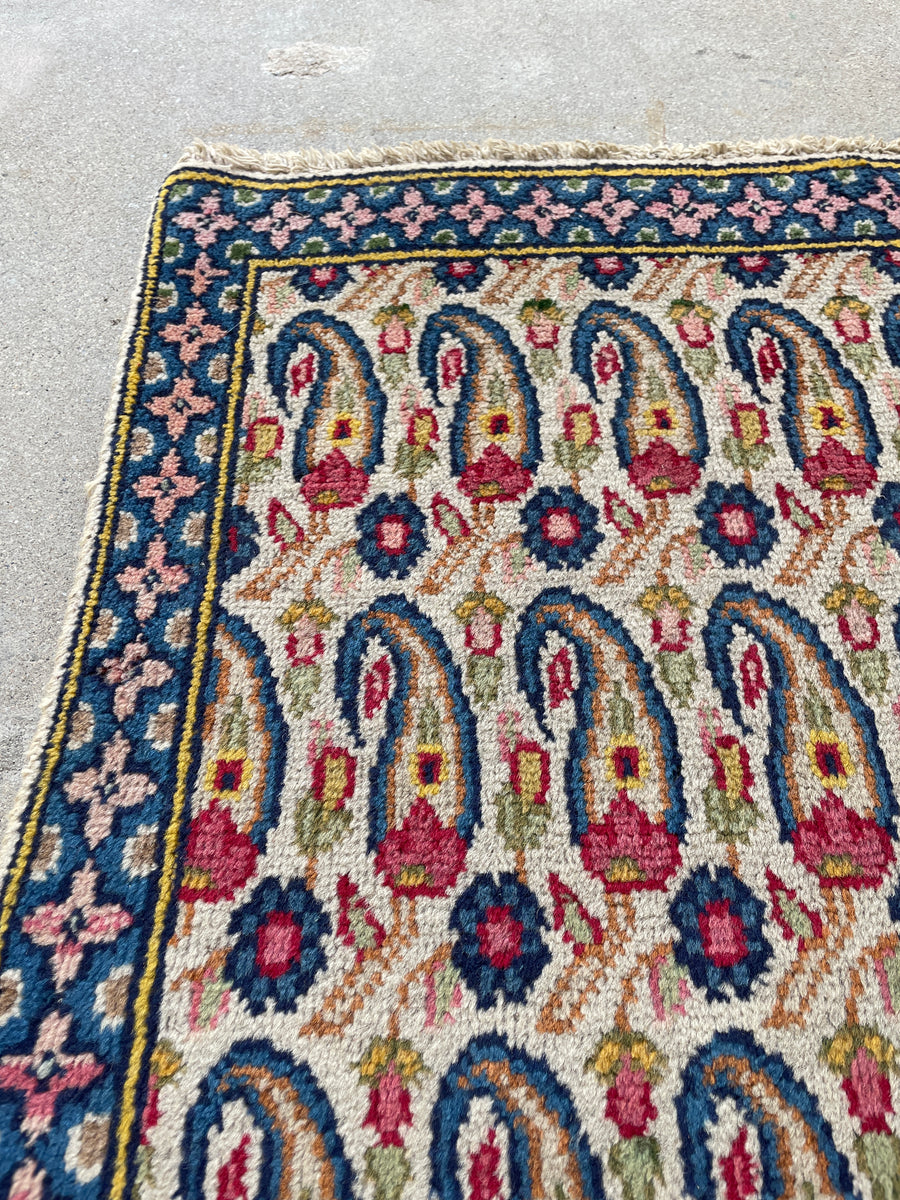 Blue Parakeet Rugs Antique Persian Scatter Rug No. 2491