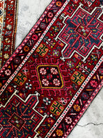 Narrow Skinny Persian Vintage Runner / 2’2 x 10’3 Gharajeh Heriz Runner #3638