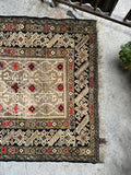 4x5 Vintage rug / 3’7 x 5’2 Antique Caucasian Rug #1650