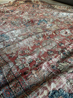 Worn Persian Rug / Distressed Antique 8’5 x 11’8 Mahal Rug #3612