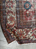 Worn Persian Rug / Distressed Antique 8’5 x 11’8 Mahal Rug #3612