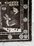 Antique Chinese Pictorial Rug with Deer and Bird Motifs / 2’3 x 4’1 Rug #3615