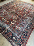 Worn Persian Rug / Antique Persian Mahal 10'2 x 13'5 Rug #3498-B