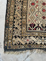 4x5 Vintage rug / 3’7 x 5’2 Antique Caucasian Rug #1650