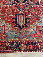 8x11 Persian Heriz Rug with French Blue #3439