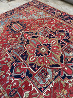 8x11 Persian Heriz Rug with French Blue