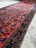 Skinny Long Vintage Runner / Rug Runner / Long Vintage Runner / 2’10 x 18’8 Rose Pink Persian Runner #3673