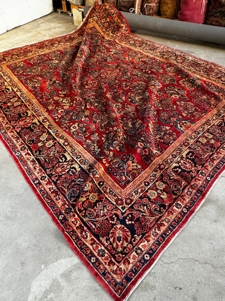 9x11 Vintage Persian Rug / Antique Full Pile Sarouk Rug #3609