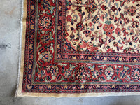 Large Antique Persian Rug / 9’9 x 12’8 Ivory Mahal Rug #4042