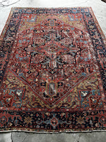 9x11 Antique Persian Heriz Rug with Marigold Yellow #3663