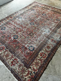 Worn Persian Rug / Distressed Antique 8’5 x 11’8 Mahal Rug #3612