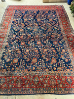 11x15 Navy Blue Persian Mohajeran Sarouk Rug #3347