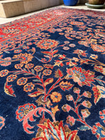 11x15 Navy Blue Persian Mohajeran Sarouk Rug #3347