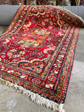 Vibrant Antique Persian Scatter Rug / 3'5 x 5' Persian Rug #3829