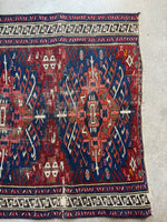 Small Vintage Area Rug / Antique Kuba 3x5 Rug #3501