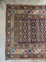 Small Vintage Area Rug / Antique 4x5 Shirvan Rug #3502