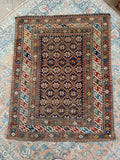 Small Vintage Area Rug / Antique 4x5 Shirvan Rug #3502