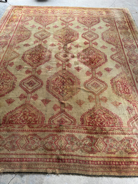 10x12 Vintage Rug / Antique Donegal Oushak Rug #2512