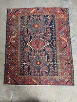 5x6 Vintage Rug / Navy Blue Antique Persian Heriz Rug #3469