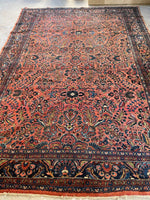 9x12 Antique Persian Coral Blush Rug #3208