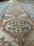 Skinny Persian Runner / Worn Vintage Runner / 2'8 x 14'4 Antique Persian Bidjar #3589ML