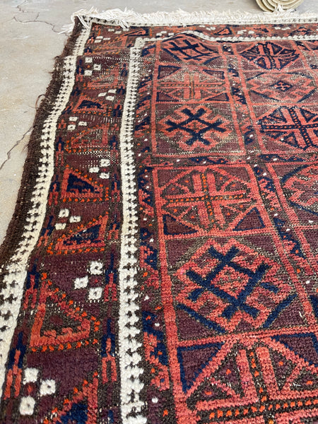 3x5 Antique Baluch Rug #1868 / 3x5 Vintage Rug