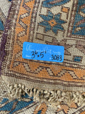 3'6 x 5'1 Antique Shirvan Rug #3083 / Small Vintage Rug
