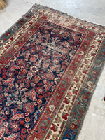 Worn Antique Persian Rug / 3'4 x 5'9 Antique Malayer #1219