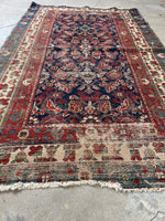 Distressed Persian Rug / 3'4 x 5'9 Antique Malayer #1219