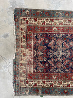 Distressed Persian Rug / 3'4 x 5'9 Antique Malayer #1219