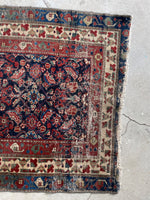 Distressed Persian Rug / 3'4 x 5'9 Antique Malayer #1219