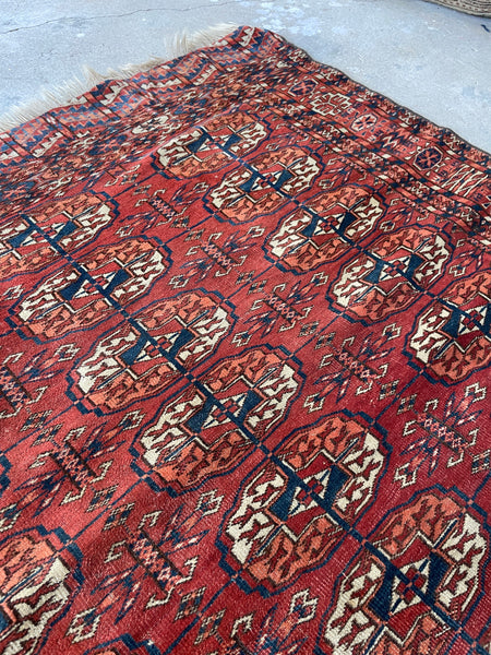 Antique Square Rug / 3'4 x 3'6 Turkoman (Turkmen) Rug #634