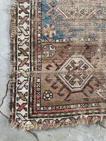 Small Distressed Antique Rug #3231