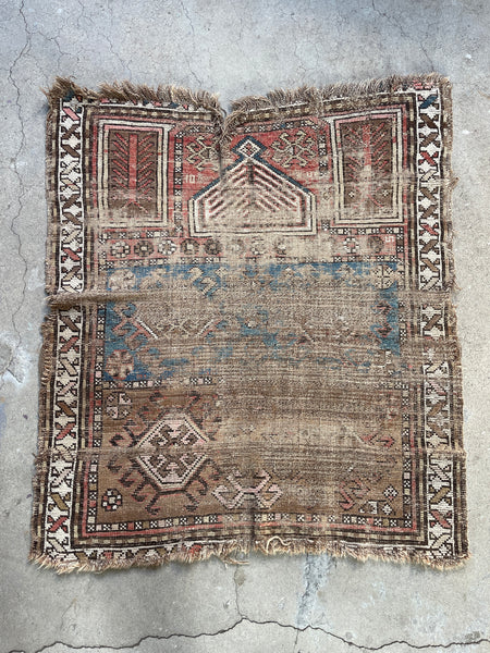 Small Distressed Antique Rug #3231