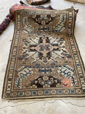 4x6 Vintage Rug / 4'2 x 5'10 Antique Eagle Kazak (#1200)