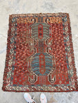 4x5 Distressed Tribal Rug / Antique Caucasian Rug #2497