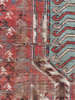 4x5 Distressed Tribal Rug / Antique Caucasian Rug #2497