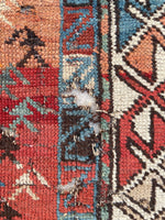 4x5 Distressed Tribal Rug / Antique Caucasian Rug #2497