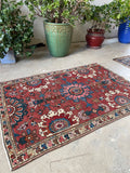 3x5 Antique Brick Red Persian Rug / Small Persian 3'3 x 4'7 Rug #3359