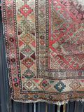 Love Worn Tribal Wool Rug / 4x6 Kazak Rug #3601