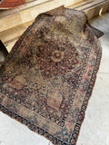 Worn Floral 1880s Persian Rug / 3'9 x 6' Antique Persian Lavar Rug #3603