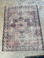 Worn Persian Rug / 4'6 x 5'10 Antique Persian Lavar Rug #3113