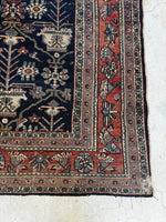 Large Navy Blue Persian Rug / 9x12 Antique Bibikabad Rug #3647ML