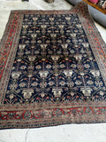 Large Navy Blue Persian Rug / 9x12 Antique Bibikabad Rug #3647ML