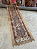 Antique Persian Camel Runner / 3'5 x 11'6 Persian Rug Runner #3483